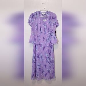 "Studio 1" 2 Piece Purple Feminine Floral Petite Women's Size 12P Dress